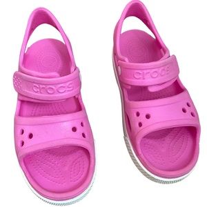 CROCS Unisex Junior Crocband II PS Sandals pink - play condition - big kids J 2